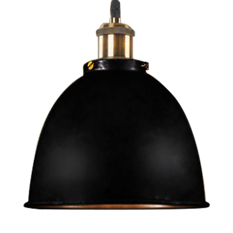 Lonie - Antique Antique Style Dome Pendant Lamp 1 Light Wrought Iron Hanging Light Fixture with Cord in Black/Rust