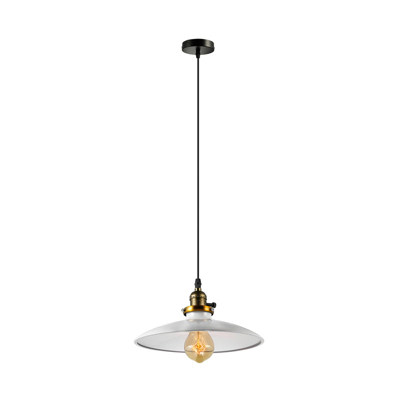 Industrial Style Saucer Metal Pendant Ceiling Light In Black/White - Perfect For Living Room