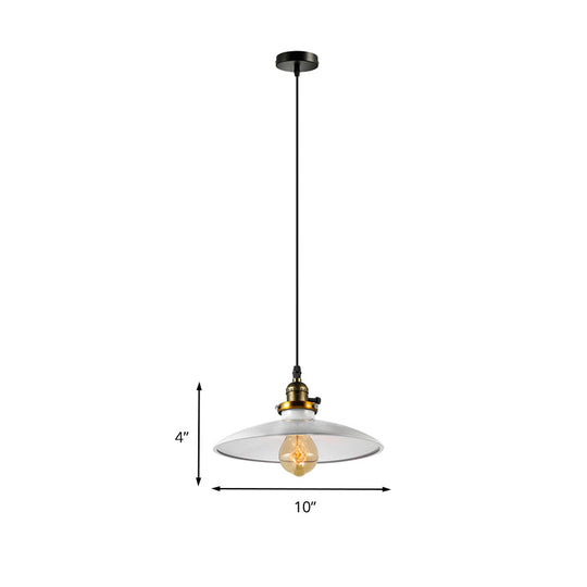 Industrial Style Saucer Metal Pendant Ceiling Light in Black/White for Living Room