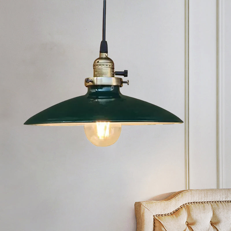 Industrial Style Saucer Metal Pendant Ceiling Light in Black/White for Living Room