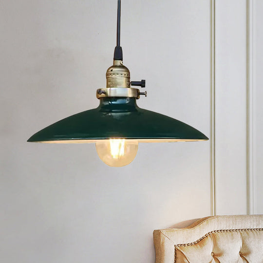 Industrial Style Saucer Metal Pendant Ceiling Light In Black/White - Perfect For Living Room Green