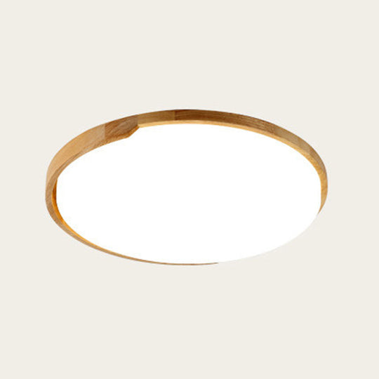 Round LED Wood Flush Mount Ceiling Light for Living Room - Beige