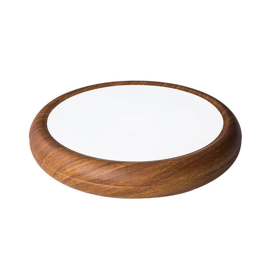 Modern Circular Flush Mount LED Ceiling Light with Wood Finish for Living Room