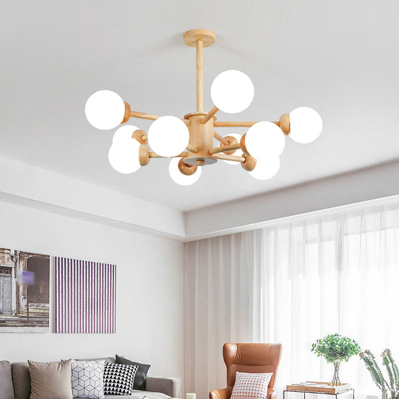 Contemporary LED Wooden Chandelier for Living Room Ceiling