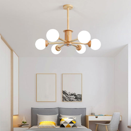 Contemporary LED Wooden Chandelier for Living Room Ceiling