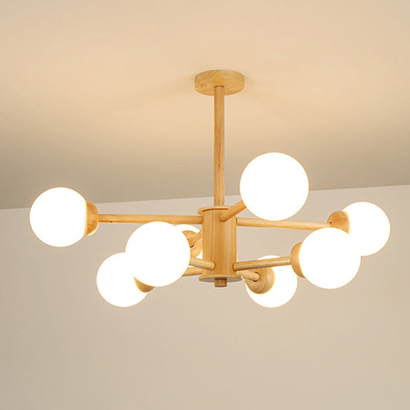 Contemporary LED Wooden Chandelier for Living Room Ceiling