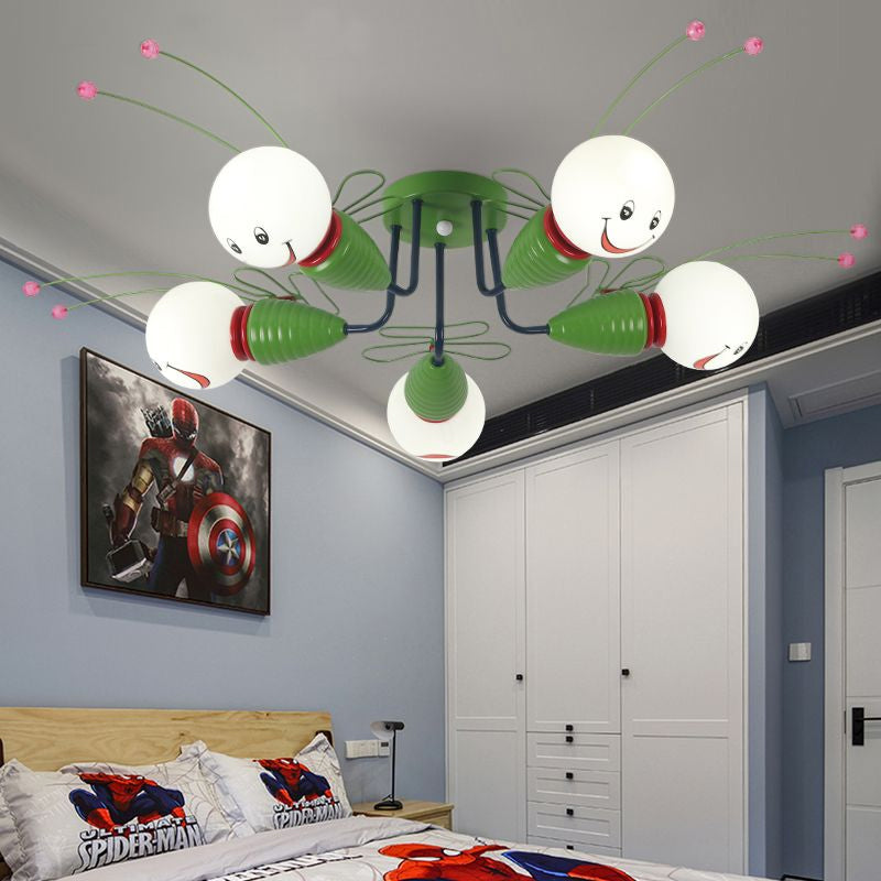 Green Bee Metal Semi-Flush Ceiling Lamp for Hallway/Bedroom