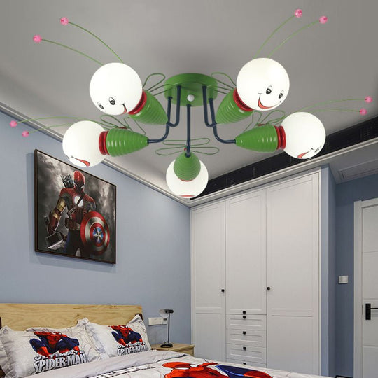 Green Bee Metal Semi-Flush Ceiling Lamp For Hallway/Bedroom 5 /