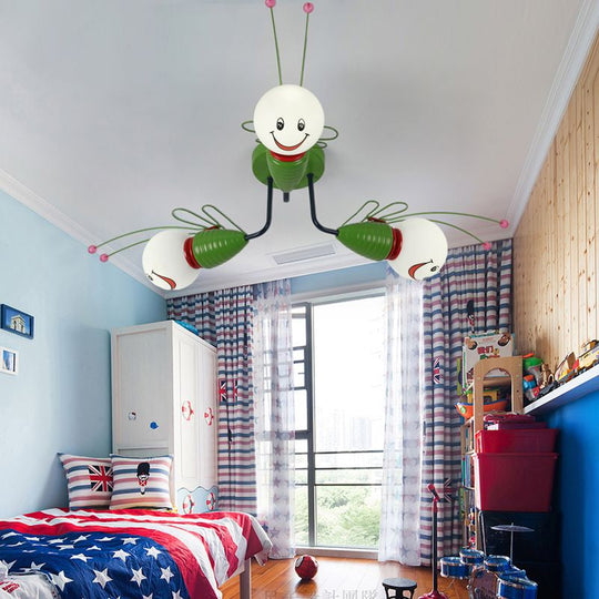 Green Bee Metal Semi-Flush Ceiling Lamp for Hallway/Bedroom