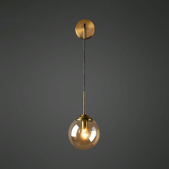 Modern 1-Head Globe Wall Light In Gold - Perfect For Bedrooms