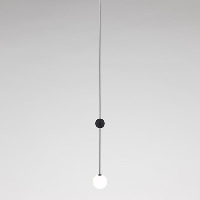 Milky Glass Orb Wall Light Fixture - Simple 1-Light Sconce With Pencil Arm Corridor Lamp