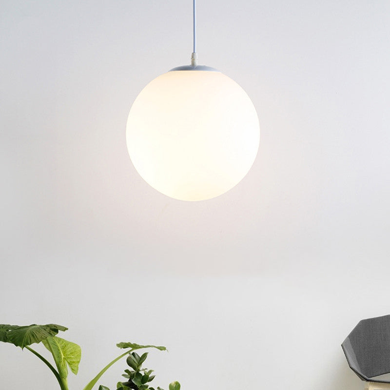 Contemporary Milky Glass Orb Pendant Light With 1-Bulb Suspension - Modern Style Fixture White / 6