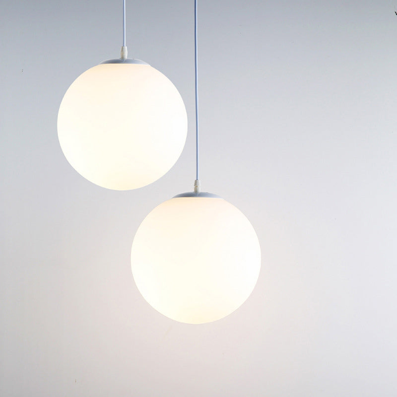 Contemporary Milky Glass Orb Pendant Light With 1-Bulb Suspension - Modern Style Fixture