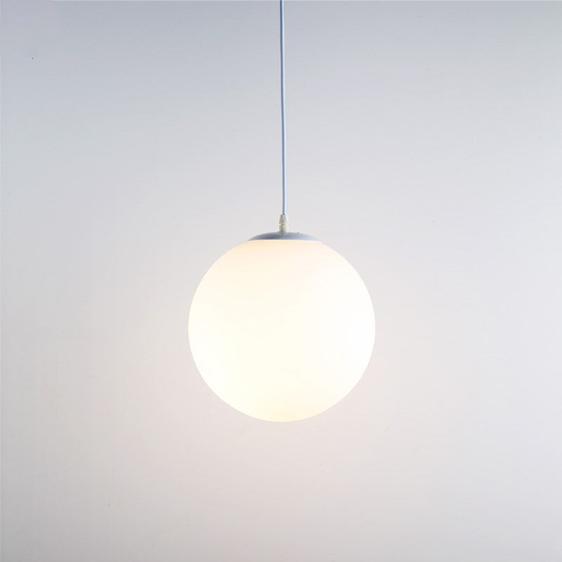 Contemporary Milky Glass Orb Pendant Light With 1-Bulb Suspension - Modern Style Fixture