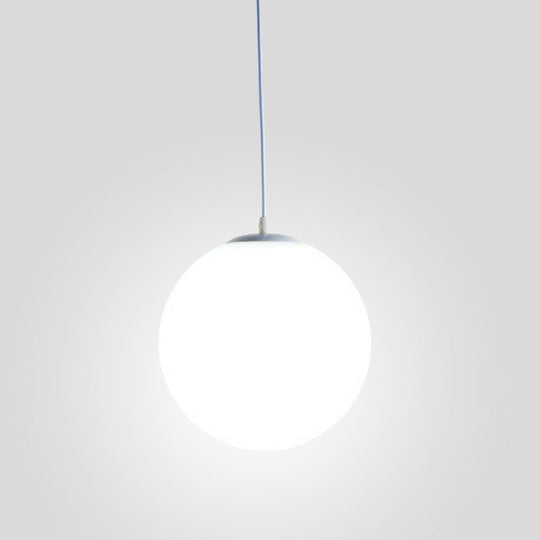 Contemporary Milky Glass Orb Pendant Light With 1-Bulb Suspension - Modern Style Fixture