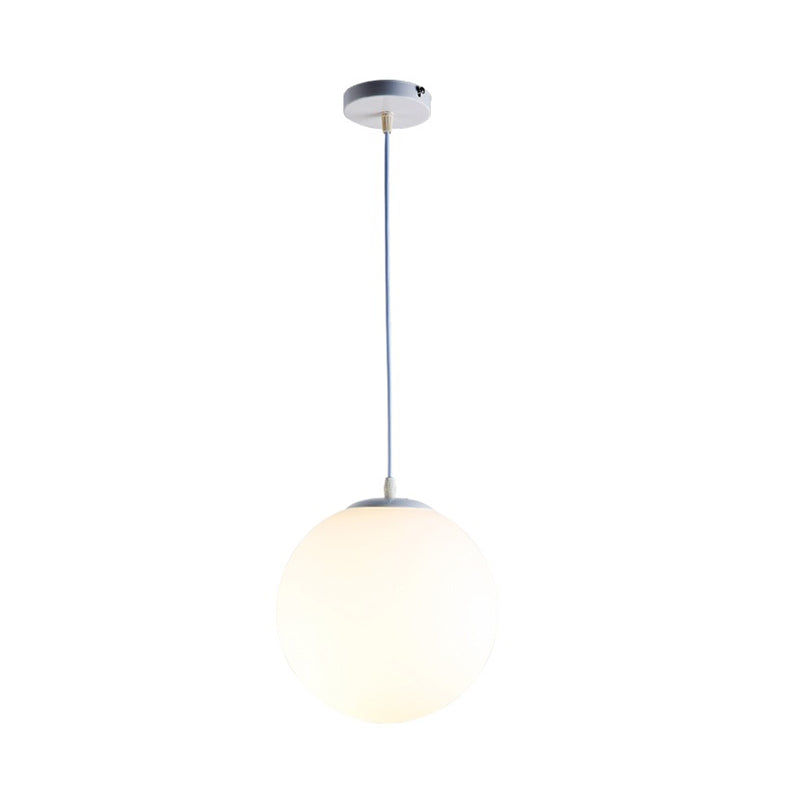 Contemporary Milky Glass Orb Pendant Light With 1-Bulb Suspension - Modern Style Fixture