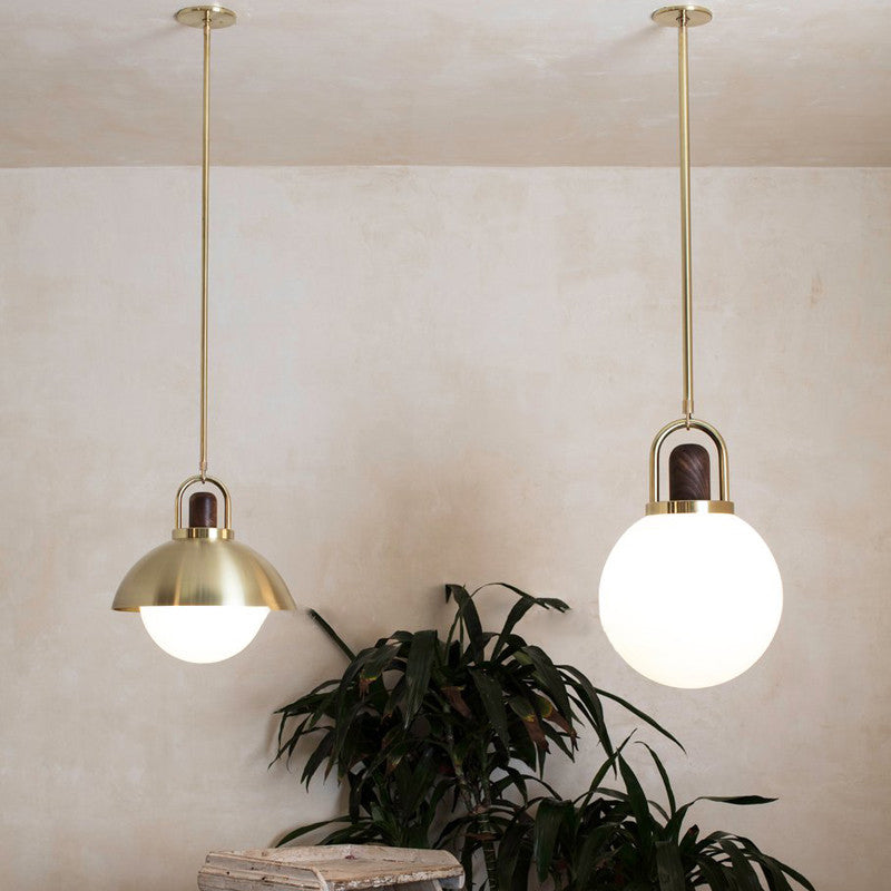 Opal Glass Orb Suspension Lamp - 1-Light Modernist Hanging Ceiling Light In Gold Perfect For Dining