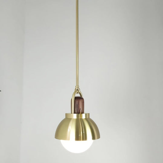 Orb Dining Room Suspension Lamp - Opal Glass 1-Light Modern Hanging Ceiling Light in Gold