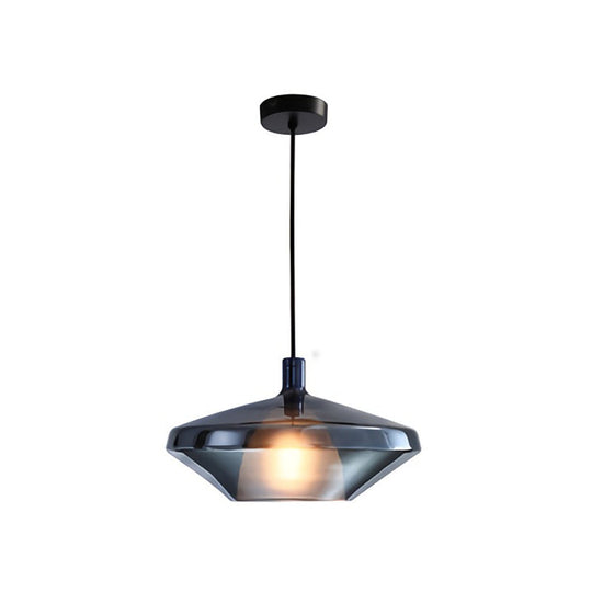 Modern Pendulum Light With Geometry Glass Shade: Perfect For Dining Room Blue