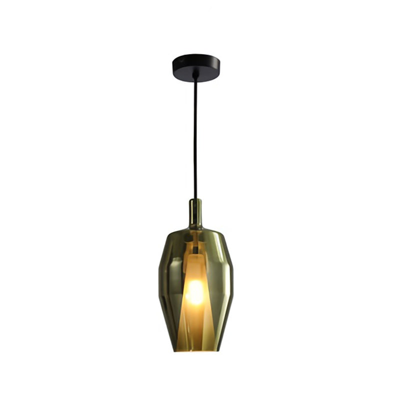 Modern Dining Room Pendant Light with Geometric Glass Shade