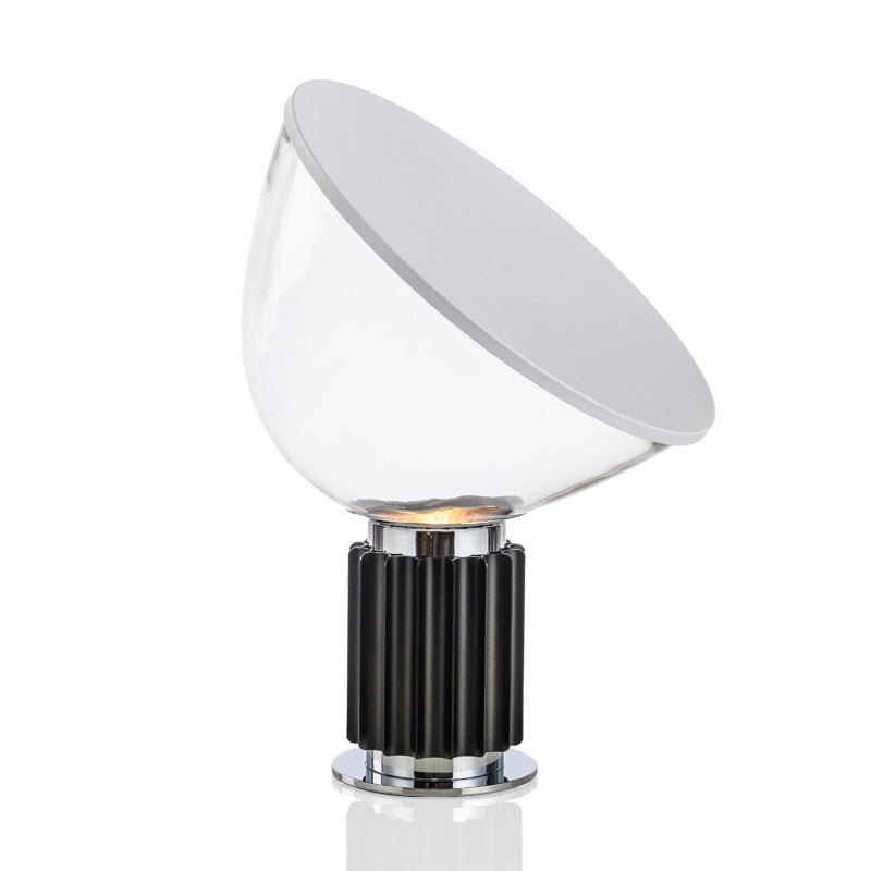 Modern White Glass Radar Table Light With 1-Bulb: Sleek Nightlight For Bedside Lighting Black /