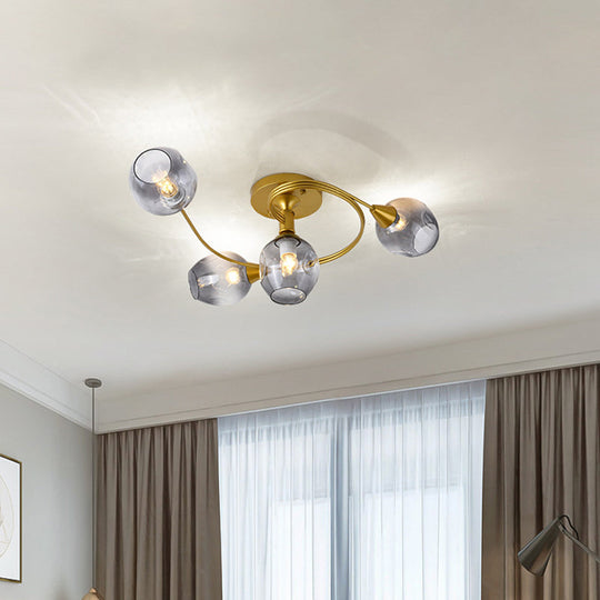 Sleek Spiral Design Dimpled Glass Ceiling Flush 4 / Gold