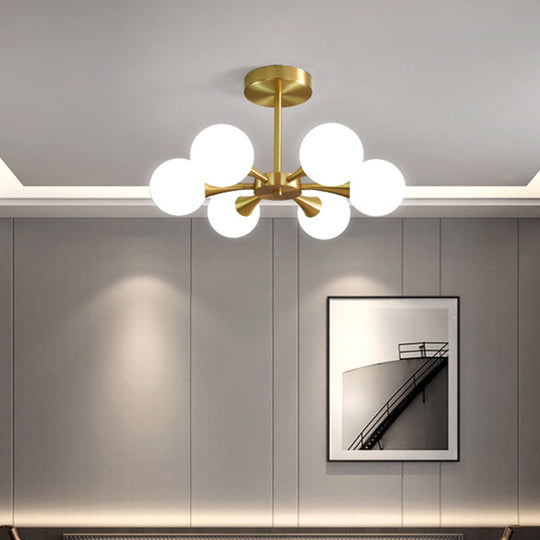 Minimalist Brass Globe LED Ceiling Lamp for Bedroom - Close to Ceiling Light Fixture