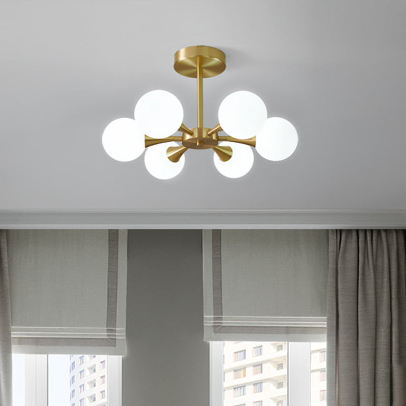 Minimalist Brass Globe LED Ceiling Lamp for Bedroom - Close to Ceiling Light Fixture