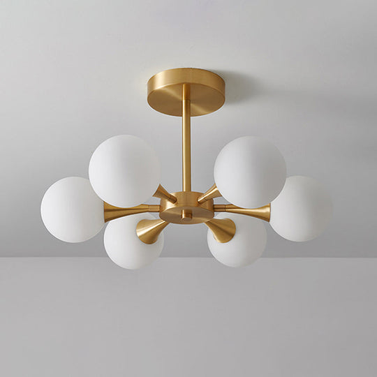 Minimalist Brass Globe LED Ceiling Lamp for Bedroom - Close to Ceiling Light Fixture