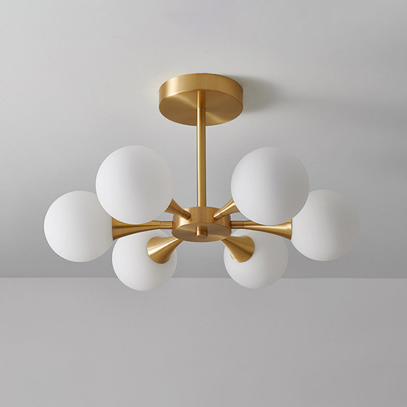 Minimalist Brass Globe Led Ceiling Lamp For Bedroom - Close To Light Fixture