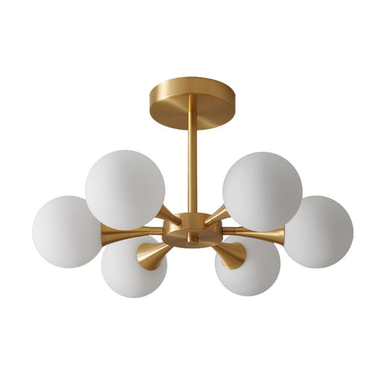 Minimalist Brass Globe LED Ceiling Lamp for Bedroom - Close to Ceiling Light Fixture