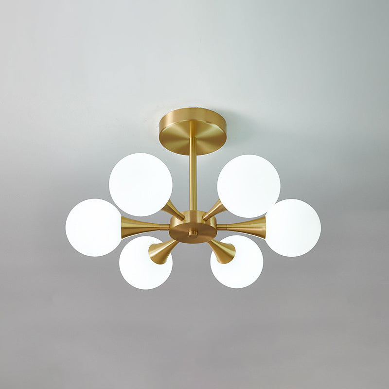 Minimalist Brass Globe LED Ceiling Lamp for Bedroom - Close to Ceiling Light Fixture