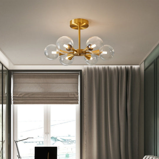 Minimalist Brass Globe LED Ceiling Lamp for Bedroom - Close to Ceiling Light Fixture