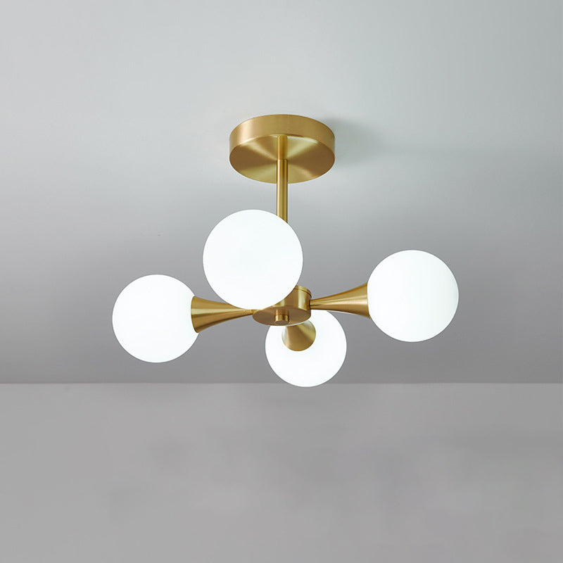 Minimalist Brass Globe LED Ceiling Lamp for Bedroom - Close to Ceiling Light Fixture