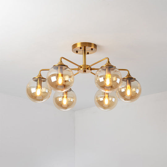 Gold Glass Ceiling Light for Modern Living Room