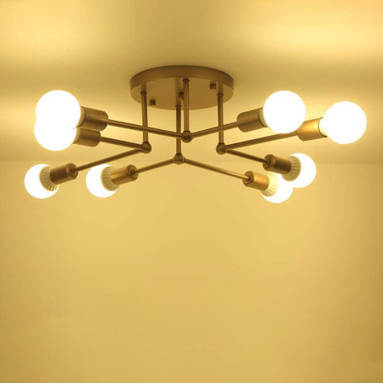 Contemporary Metal Branching Chandelier – Stylish Semi Flush Ceiling Light for Living Room