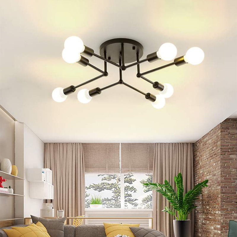 Contemporary Metal Branching Chandelier – Stylish Semi Flush Ceiling Light for Living Room