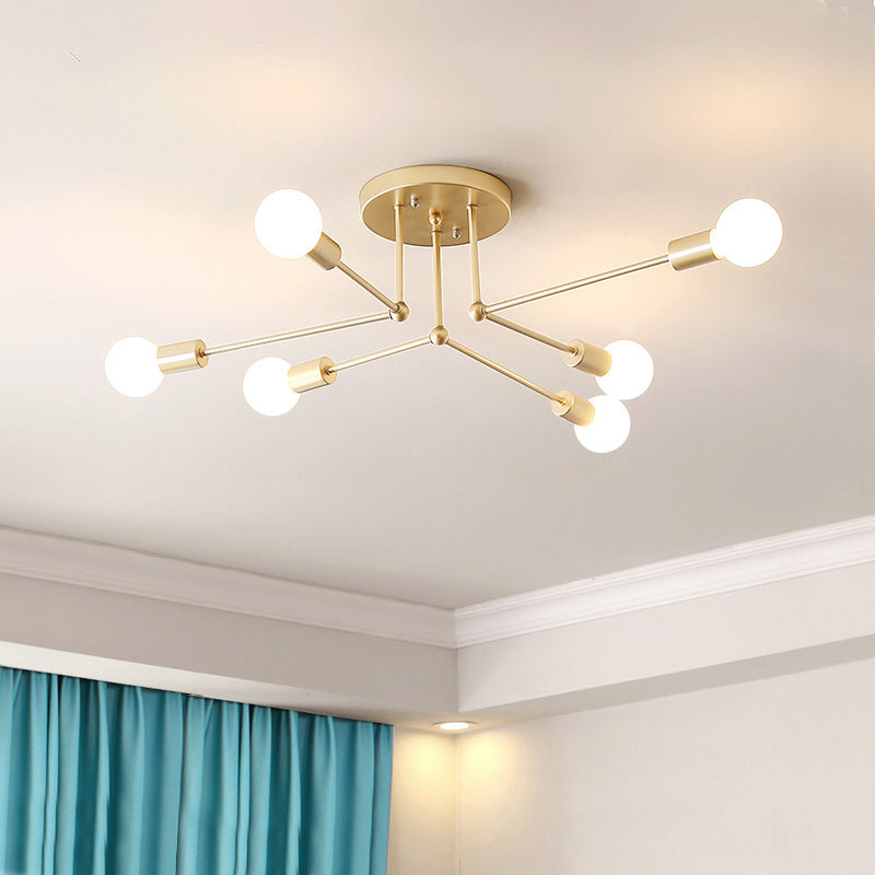 Contemporary Metal Branching Chandelier – Stylish Semi Flush Ceiling Light for Living Room