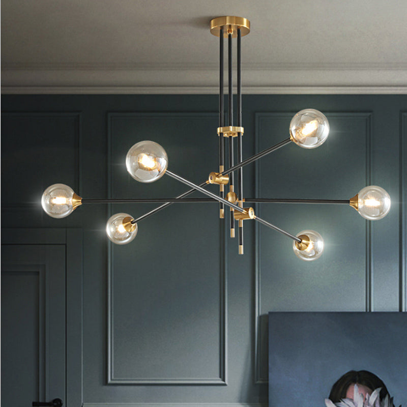 Modern Gold And Black Glass Pendant Chandelier - Molecular Design For Living Room Ceiling