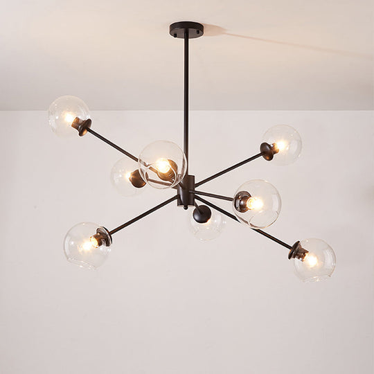 Bubble Clear Glass Chandelier Lamp - Minimalistic Suspension Pendant Light With Sputnik Design (8