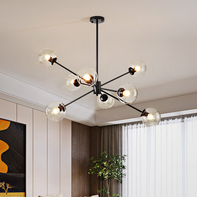 Minimalist Bubble Glass Chandelier - 8-Light Pendant Lamp with Sleek Sputnik Design