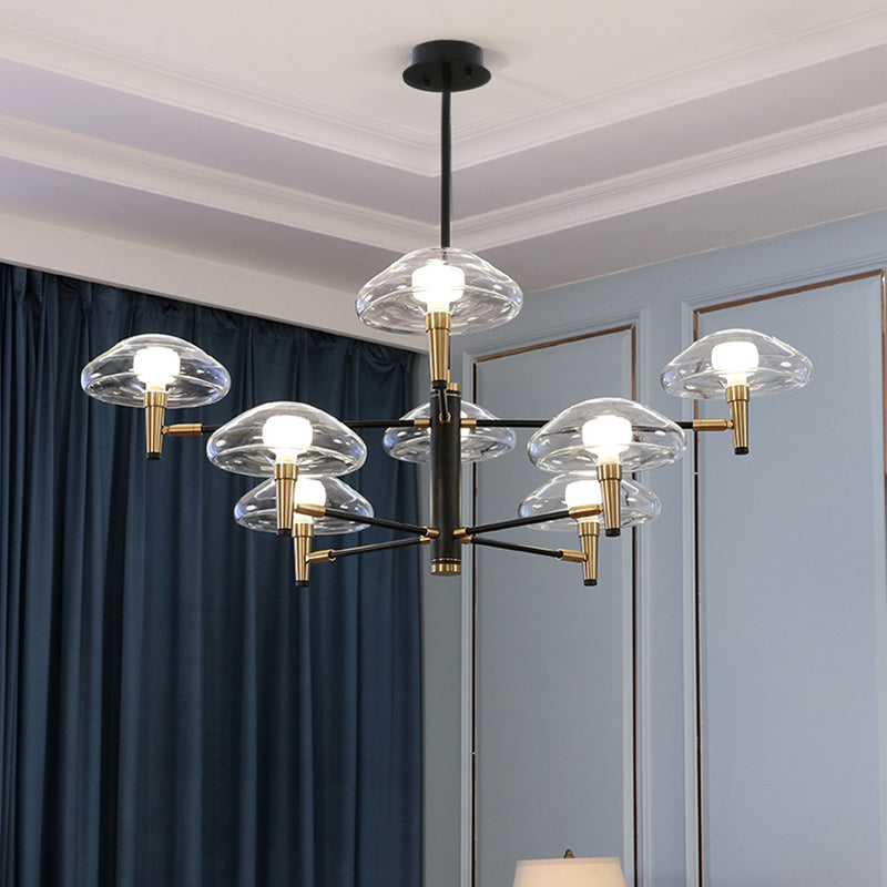 Modern Nordic Gold and Black Jellyfish Pendant Light Kit with Clear Glass Shade