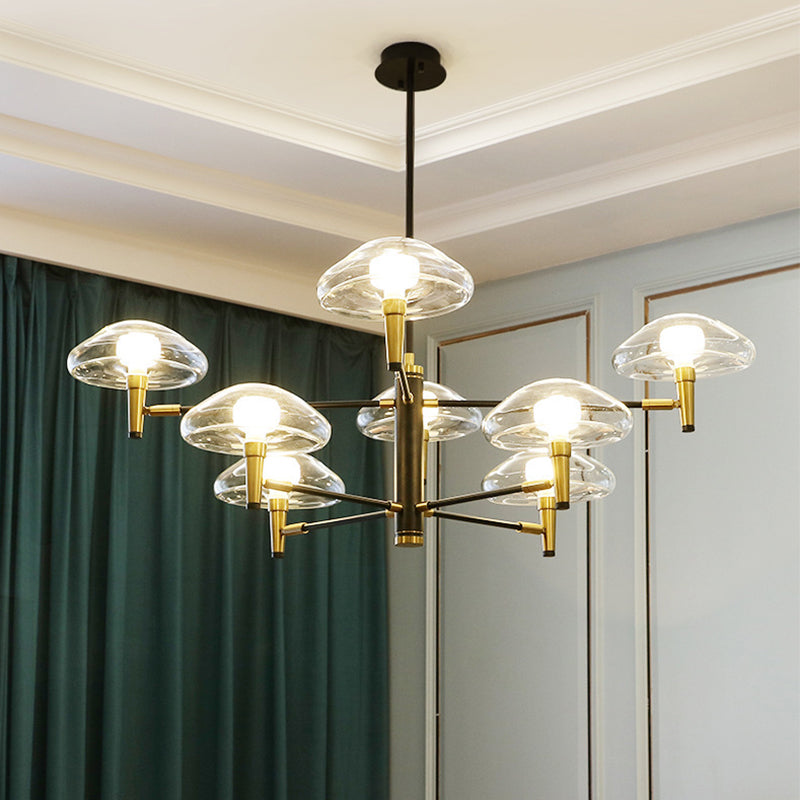 Modern Nordic Gold and Black Jellyfish Pendant Light Kit with Clear Glass Shade