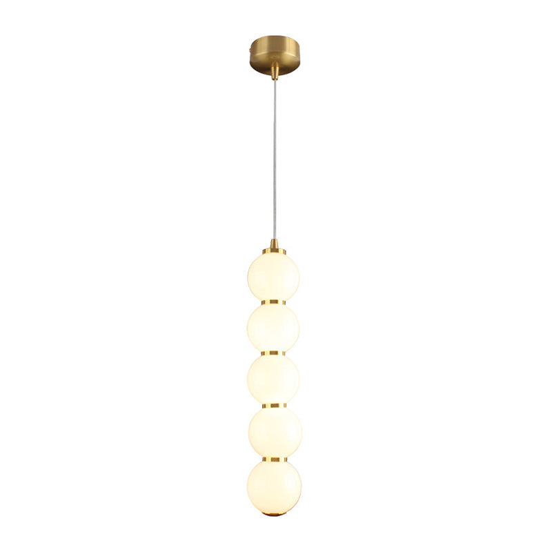 Sugar-Coated Opal Glass Chandelier - Minimal 5-Light Gold Pendant Light Kit for Dining Room