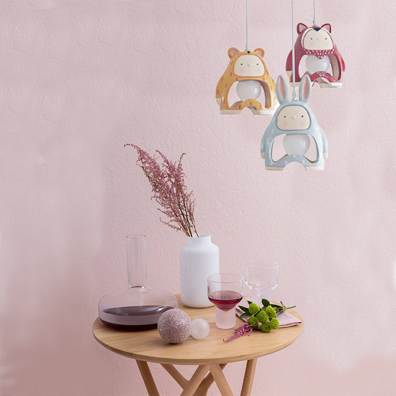 Nordic Animal Pendant Light - 3-Light Resin Lamp For Baby Bedroom