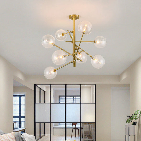 Modern Clear Glass And Gold Bubble Pendulum Light Chandelier For Dining Room