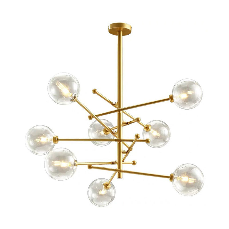 Modern Clear Glass And Gold Bubble Pendulum Light Chandelier For Dining Room