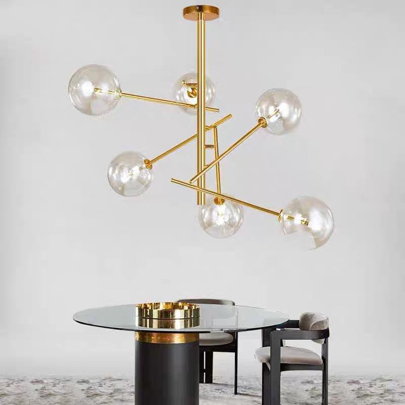 Modern Clear Glass And Gold Bubble Pendulum Light Chandelier For Dining Room 6 /