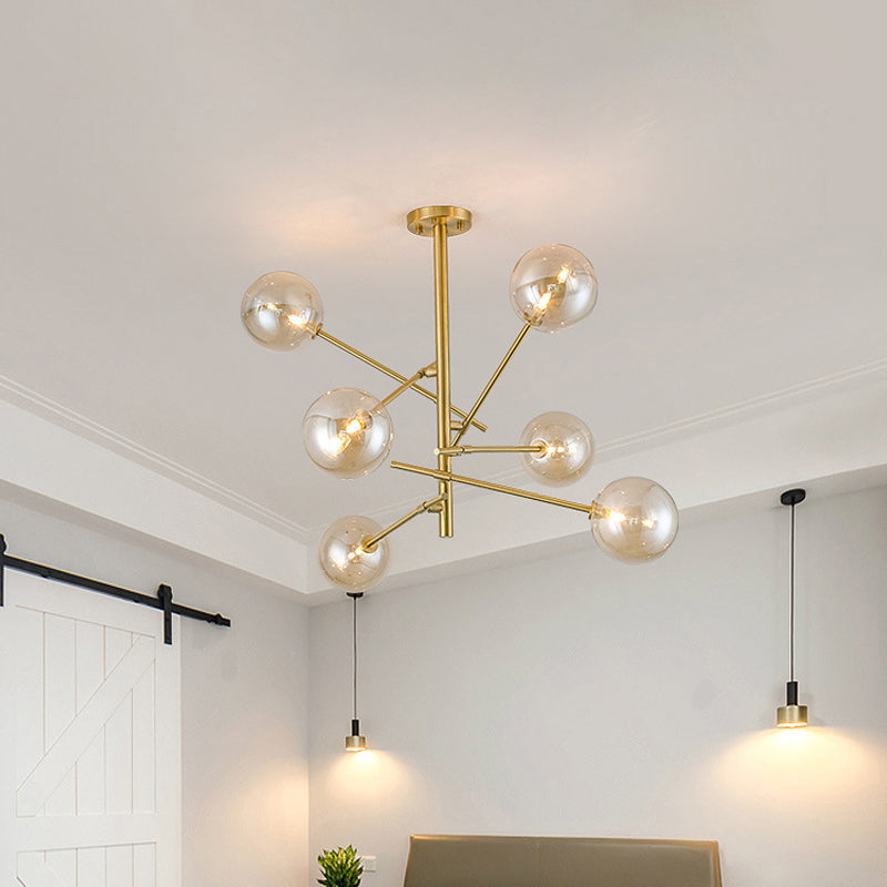 Modern Clear Glass And Gold Bubble Pendulum Light Chandelier For Dining Room