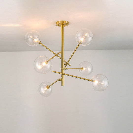 Modern Clear Glass Gold Bubble Pendulum Light Chandelier for Dining Room